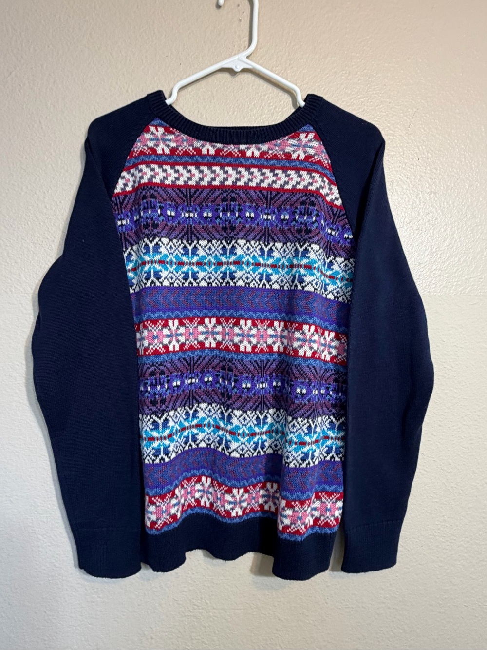 Chaps Navy Multicolor Fair Isle Crewneck Sweater